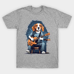 Beagle playing electric guitar. T-Shirt